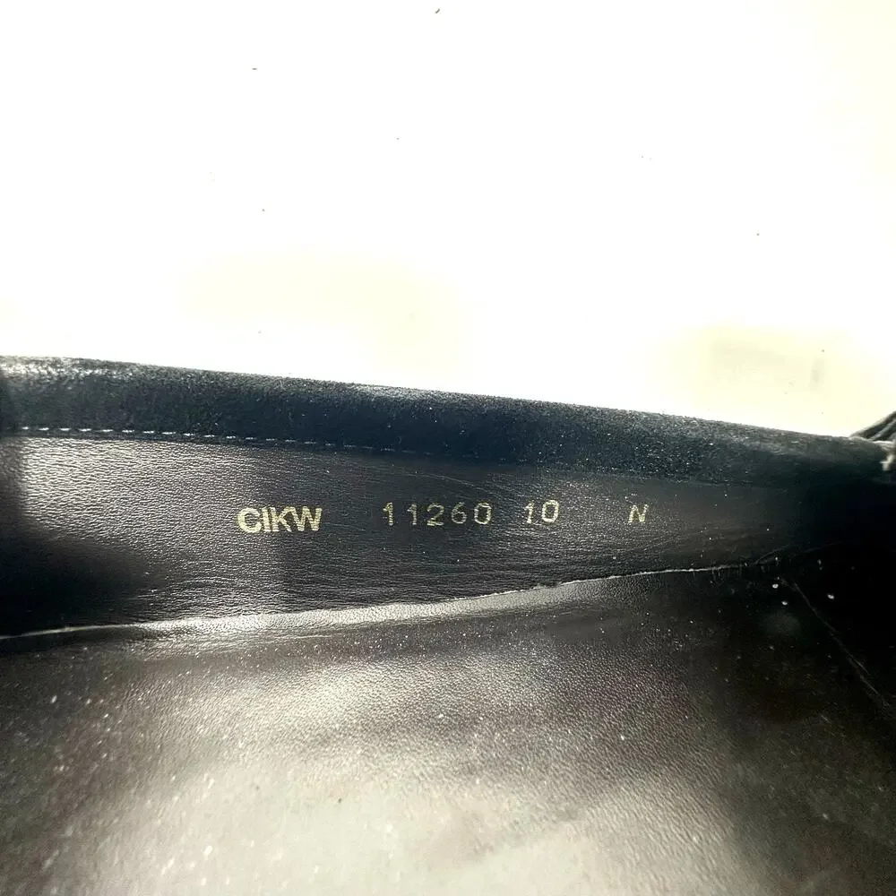 Stuart Weitzman Size 10 Flats Black Suede Loafers Stitched Buckle Slip On Casual